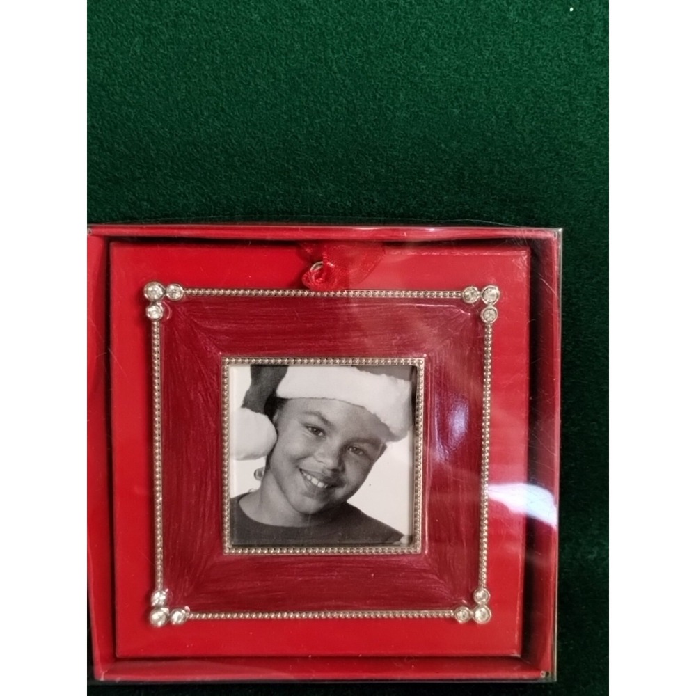Aaron Brothers Red Enamel Jewels Rhinestones Photo Frame Christmas Ornament New - Picture 3 of 7
